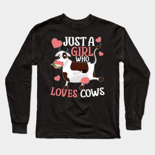 Cow Just A Girl Who Loves Cows Farmer Animal Farm Milk Long Sleeve T-Shirt